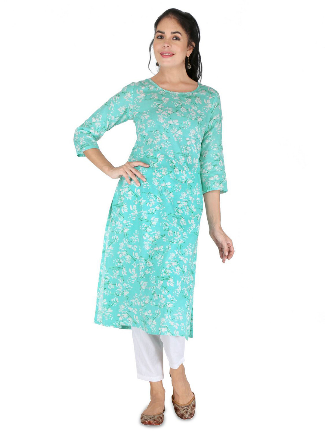 IRK Fashion Floral Printed Round Neck Straight Kurta