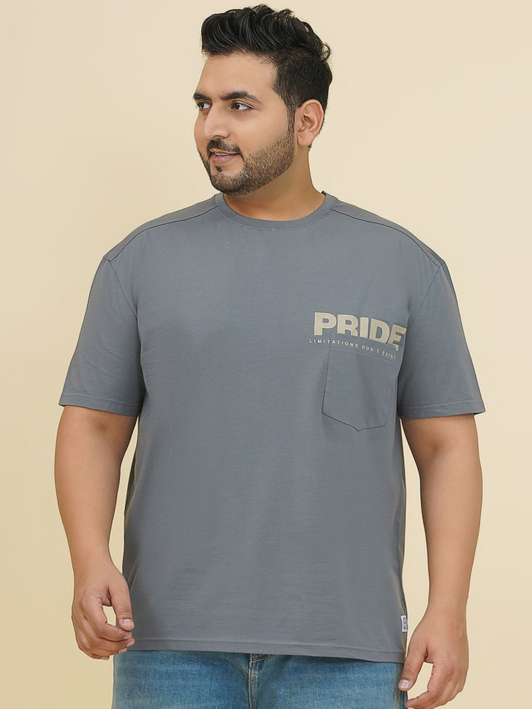 John Pride Plus Size Typography Printed  Short Sleeves Plus Size Loose Fit T-shirt