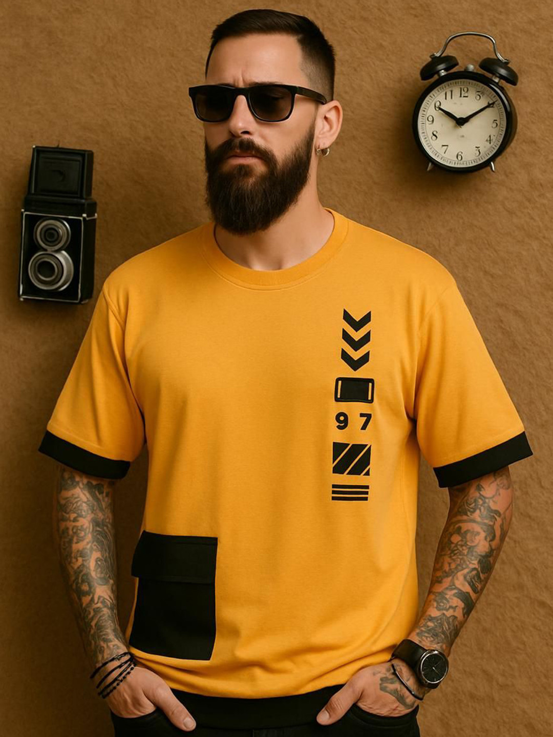 Austin wood Typography Printed Round Neck T-shirt
