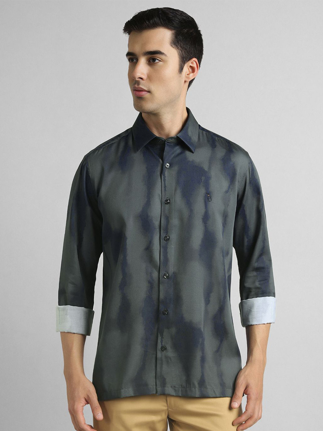 SIMON CARTER LONDON Tie & Dye Spread Collar Slim Fit Cotton Shirt