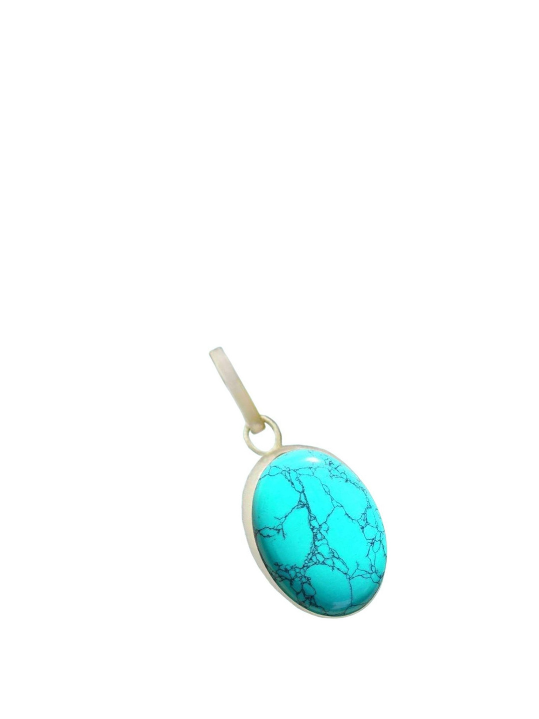 GenZcomplex Turquoise Blue Silver-Plated Oval Pendants