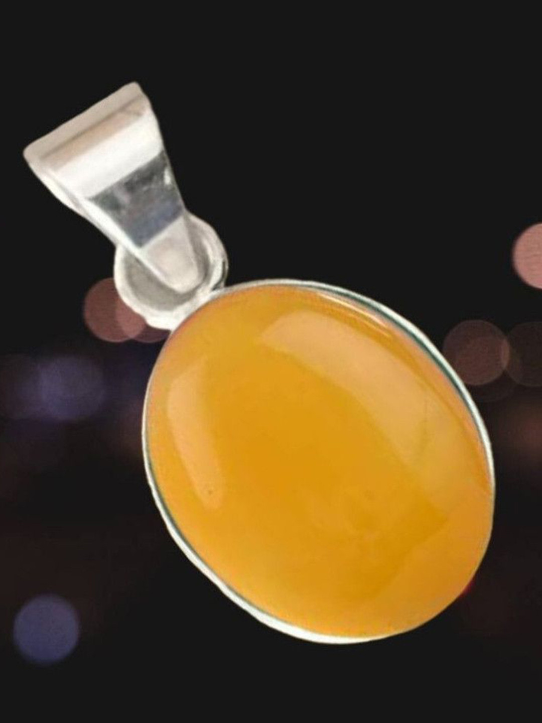 GenZcomplex Silver-Plated Yellow Stone Pendant