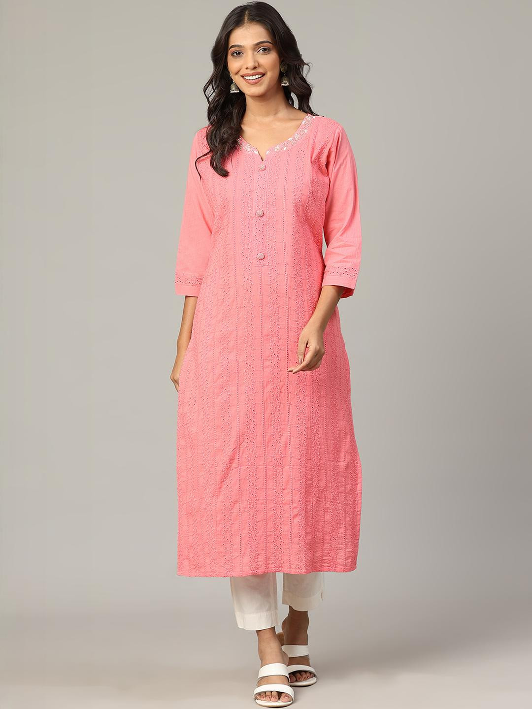 4u Fashion Embroidered Straight Kurta