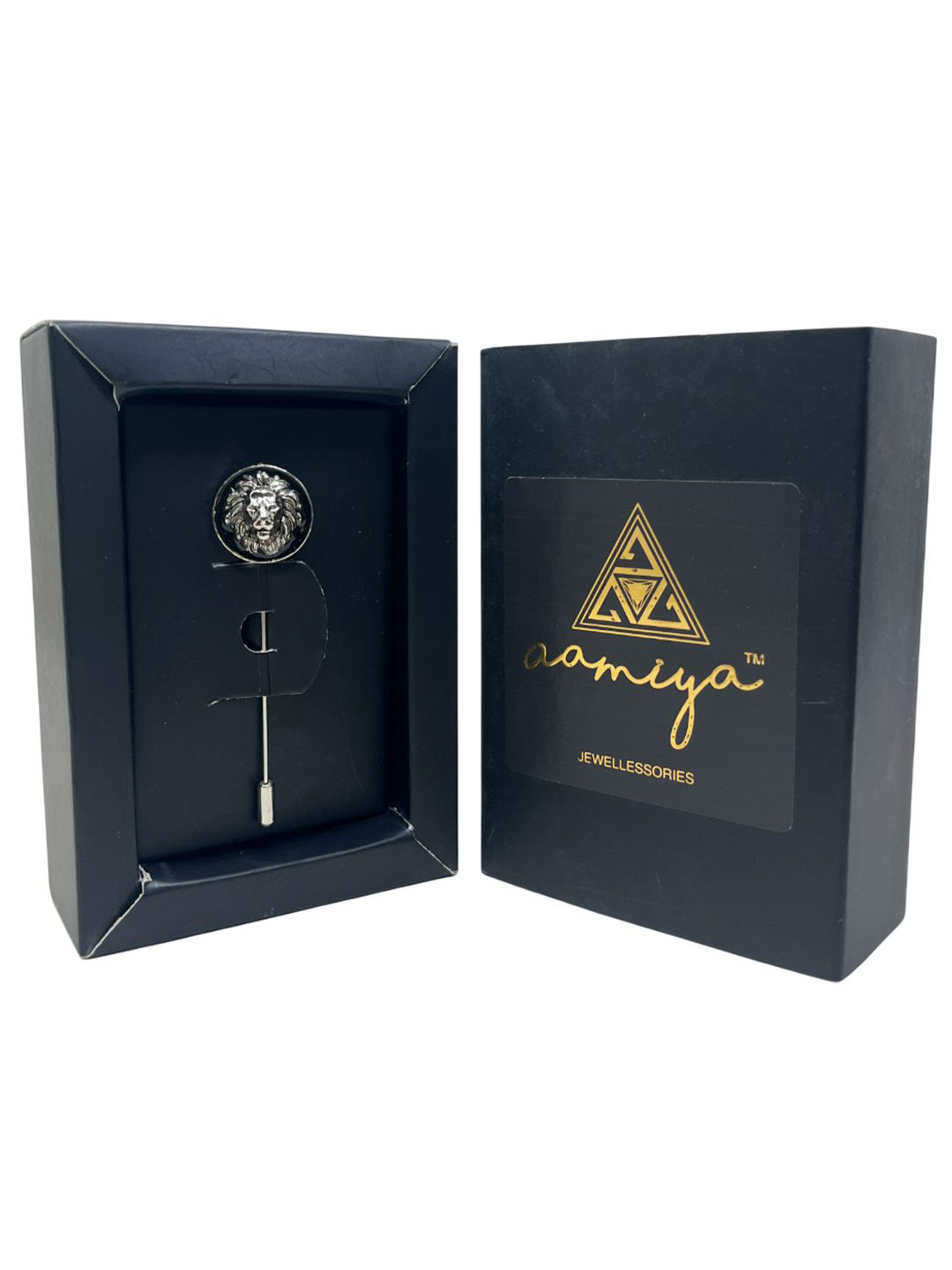 AAMIYA CREATIONS Silver Plated Lion Design Lapel Pin Brooch