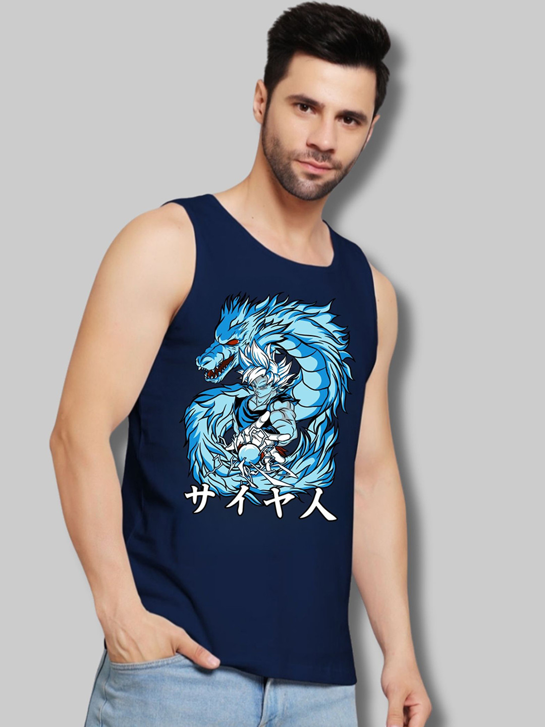 UpClothing Printed Cotton Breathable Innerwear Gym Vest UC-PV-NV|DRAGON-S