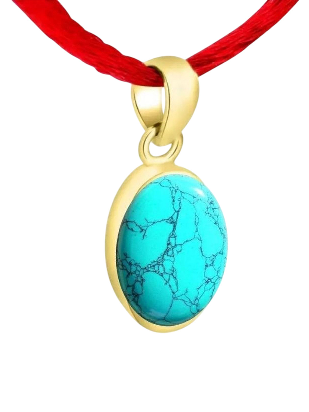 GenZcomplex Blue Brass Turquoise Gold-Plated Pendant