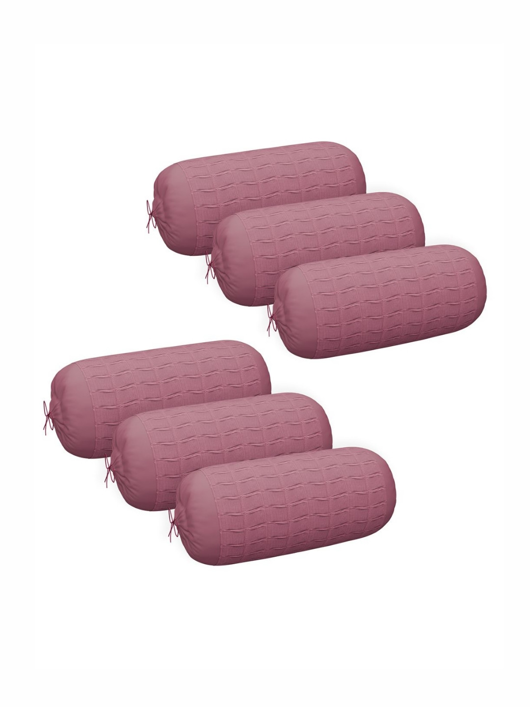RUBOXA Onion Pink 6 Pieces Textured Bolster Covers With Drawstring Closure