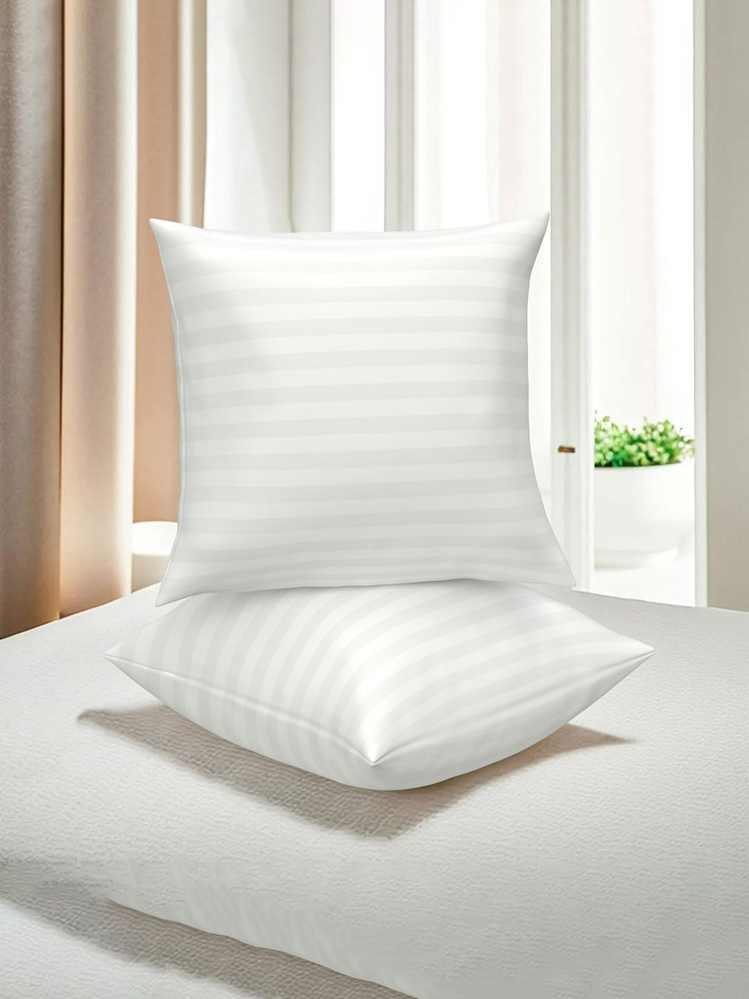 RUBOXA 2-Pcs White Square Pre-Filled MicrofiberCushions