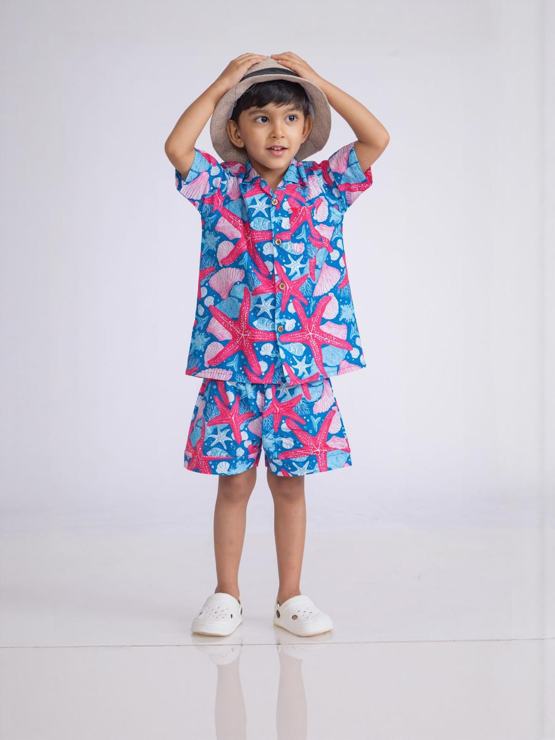 Boys Cotton Shirt & Shorts Set Starfish