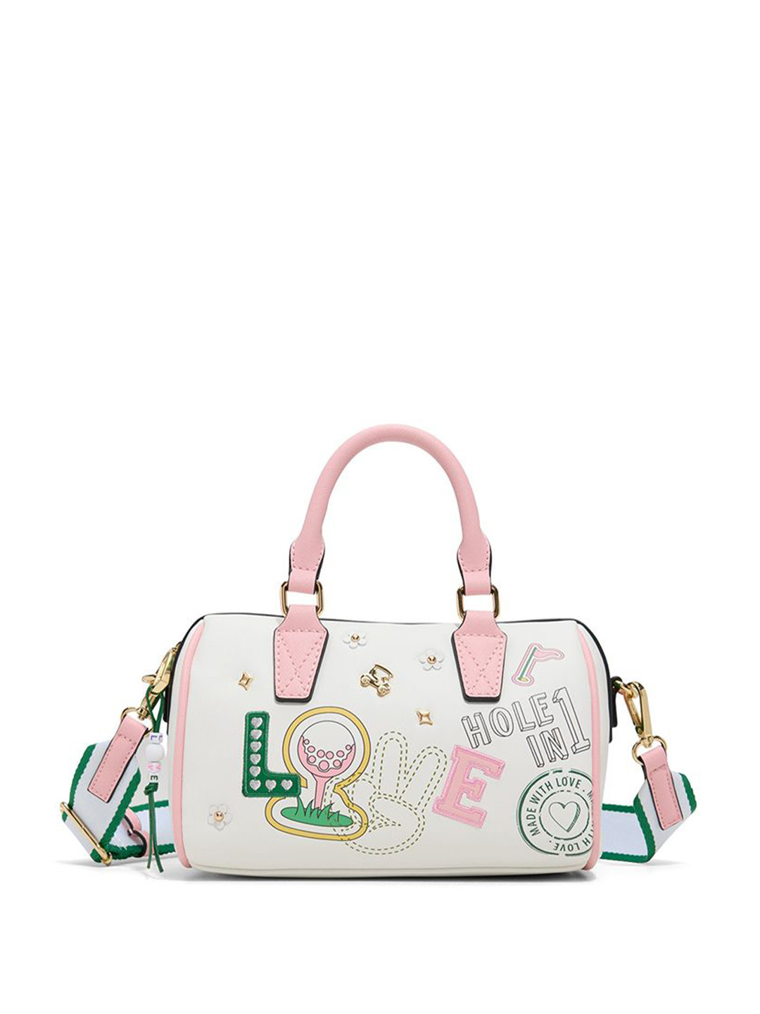 ALDO Women Graphic Structured Applique Handheld Bag