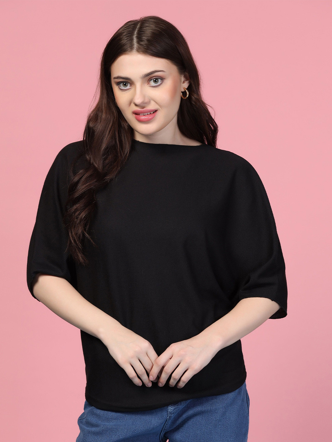 RAHI TRENDZ Women Batwing Sleeve Woollen Balloon Top