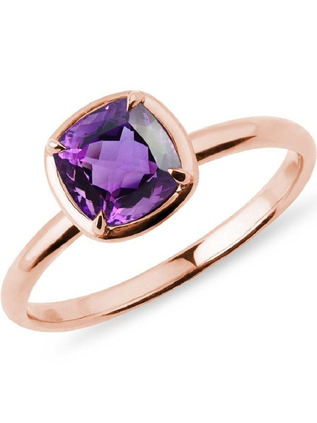 GenZcomplex Unisex Amethyst Rose Gold-Plated Brass Ethnic Finger Ring