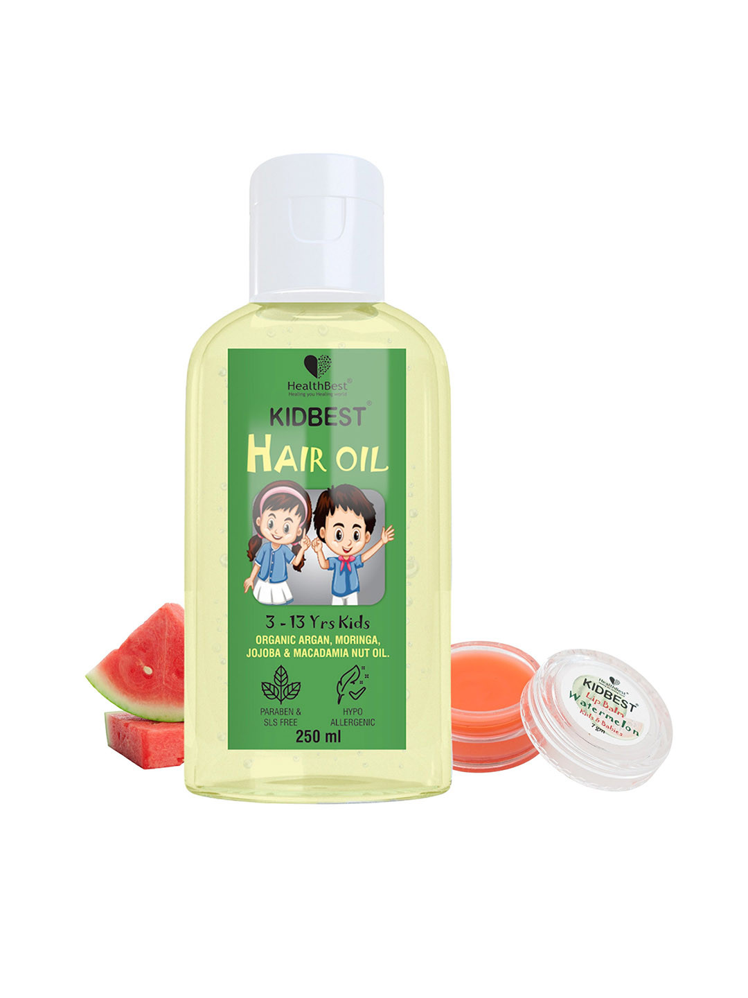 HealthBest Set Of 2 Kidbest Hair Oil - 250 ml With Lip Balm - 7 g