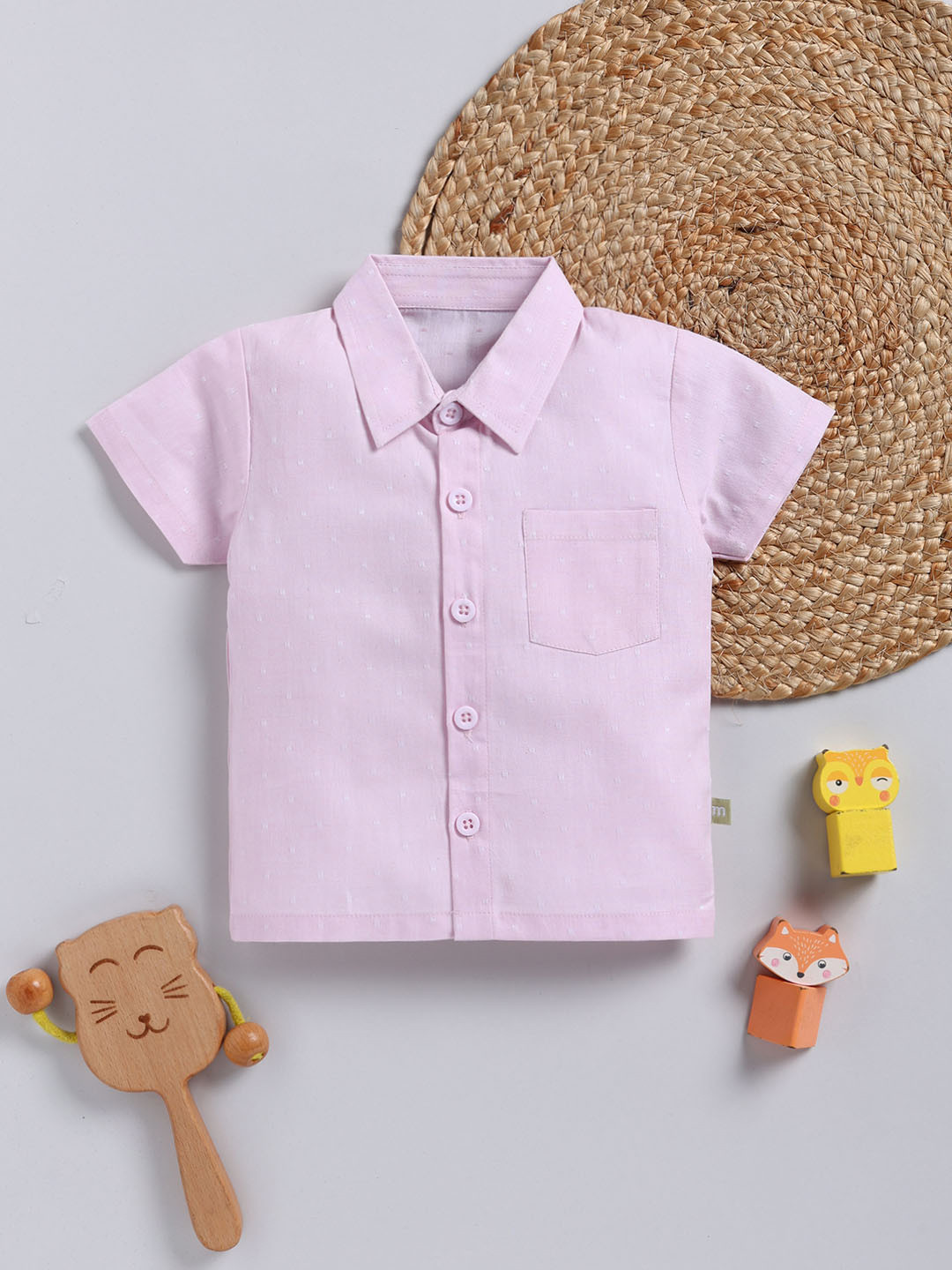 Moms Love Infant Boys Pure Cotton Dobby Shirt