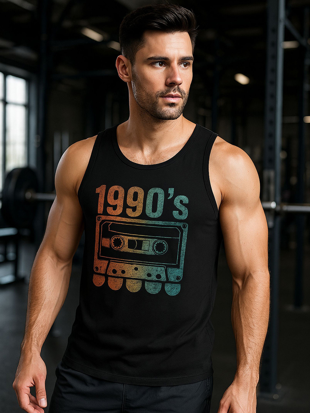 UpClothing Printed Cotton Tank Vest UC-PV-BL|1990s-S