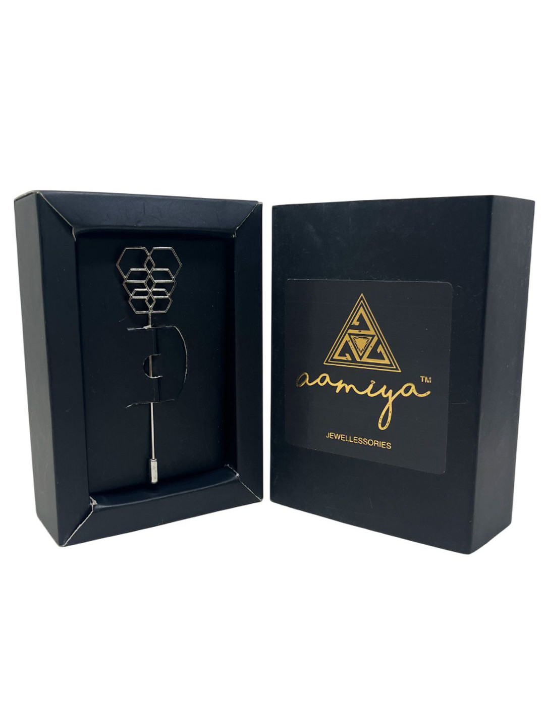 AAMIYA CREATIONS Silver Plated Geometric design Lapel Pin Brooch