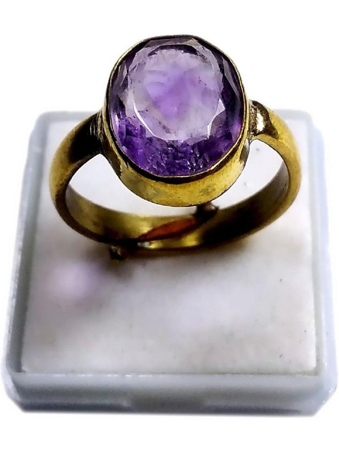 GenZcomplex Gold-Plated Copper Amethyst Finger Ring