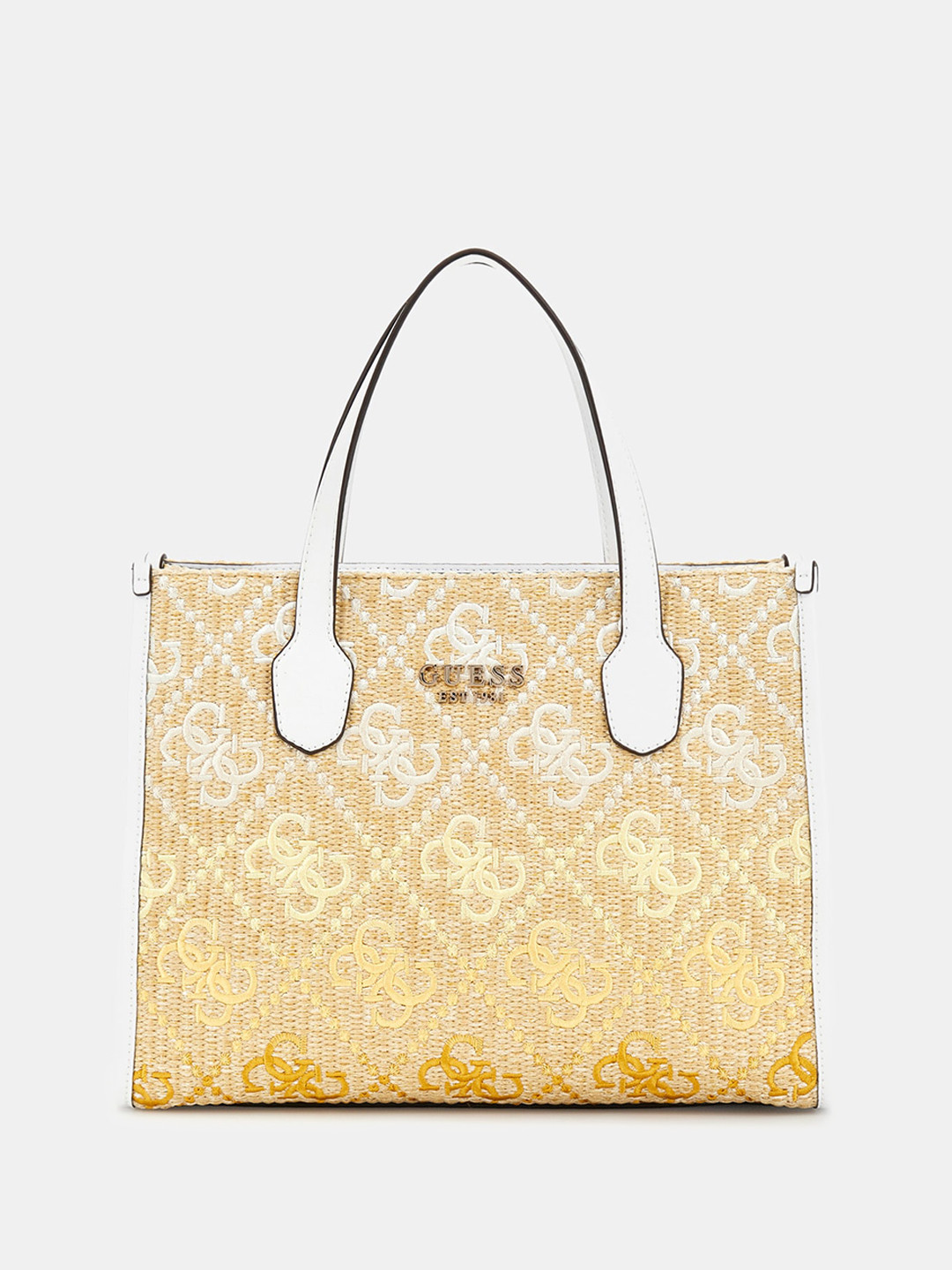 GUESS Cornsilk Logo Self-Design Structured Tote Bag