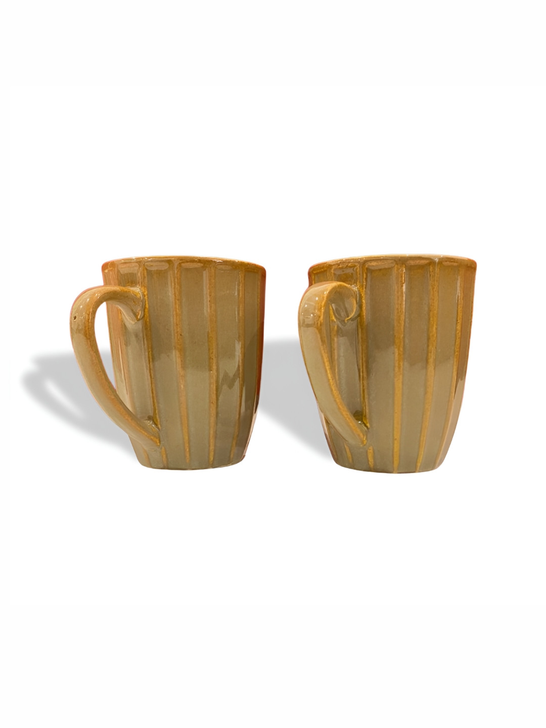 SITARRA LIVING Brown 2 Pieces Textured Ceramic Glossy Mugs 250ml