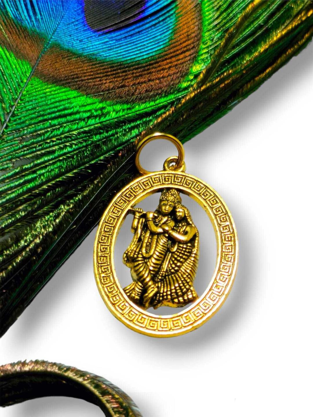 VANISHREE WORLD Krishna Gold-Plated Brass Circular Pendants