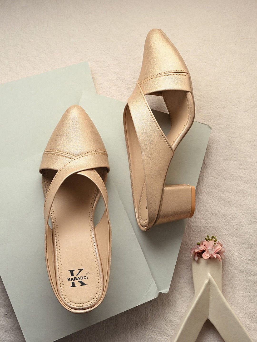 KARADDI Women Solid Pointed Toe Open Back Comfort Mules