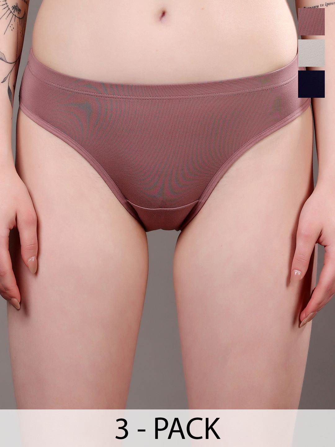 Moda Rapido Pack Of 3 Plus-Size High-Rise Hipster Briefs MR-1031 Black Cloud Graphite