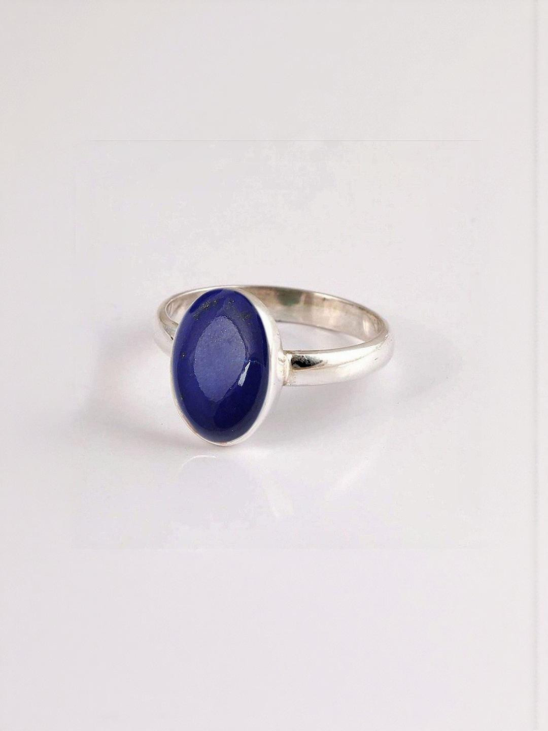 GenZcomplex Blue Gemstone Silver plated Finger Ring