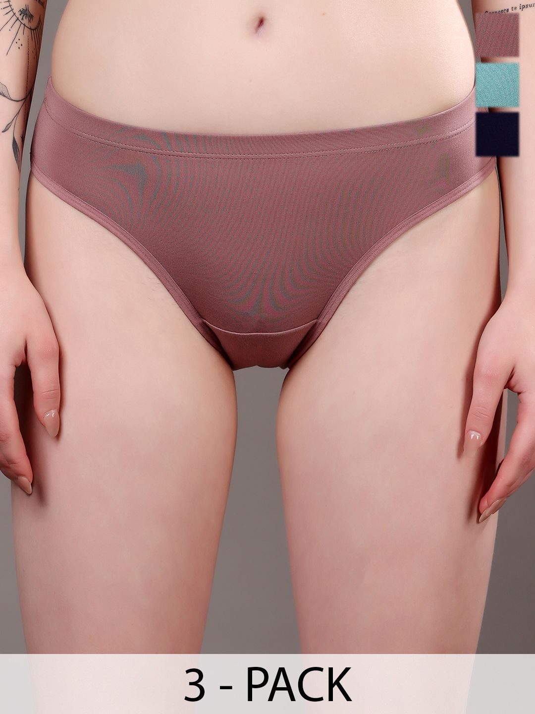 Moda Rapido Pack Of 3 Plus-Size High-Rise Hipster Briefs MR-1031 Turquise Black Graphite