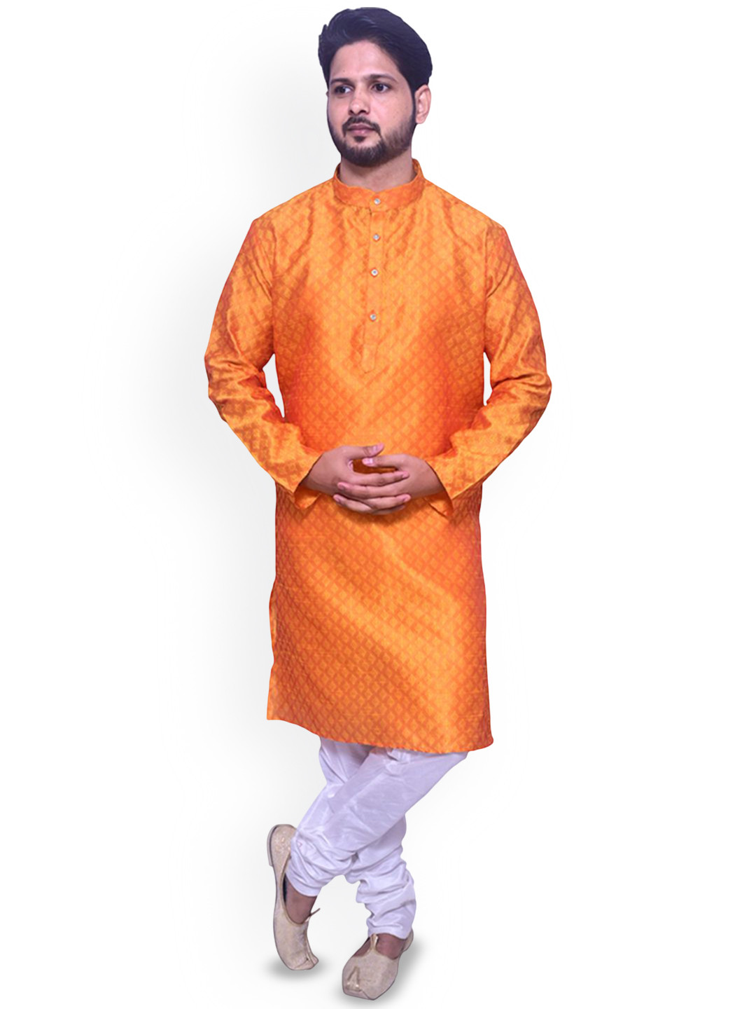 Om Shubh Mangalam Men Woven Design Self Design Kurta with Churidar