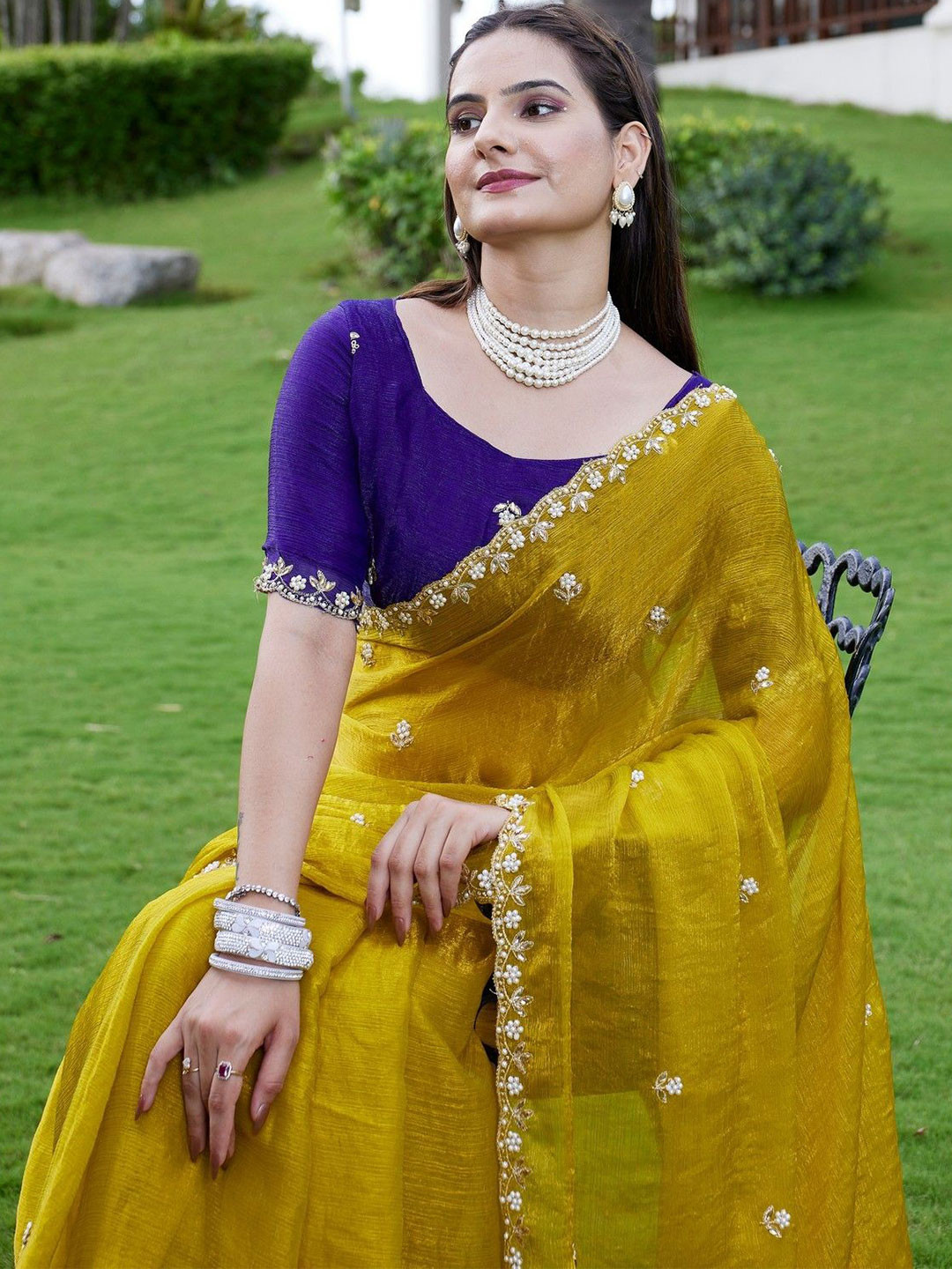Kandora Embellished Beads and Stones Saree