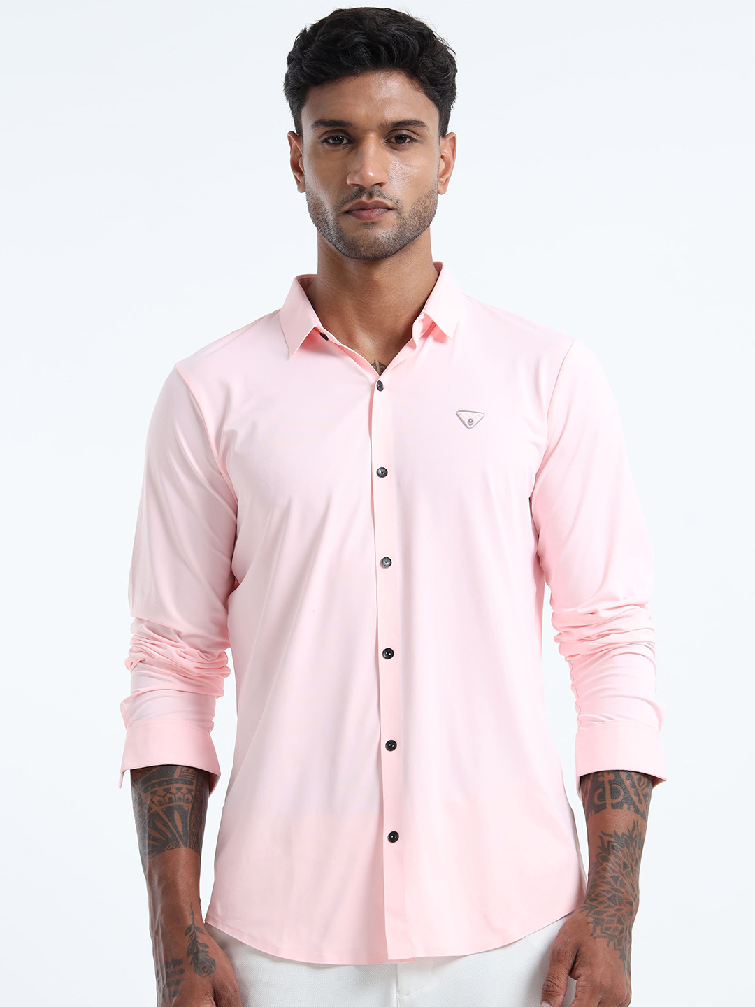 Mystery Of Fashion Classic Spread Collar Long Sleeves Cotton Opaque Shirt
