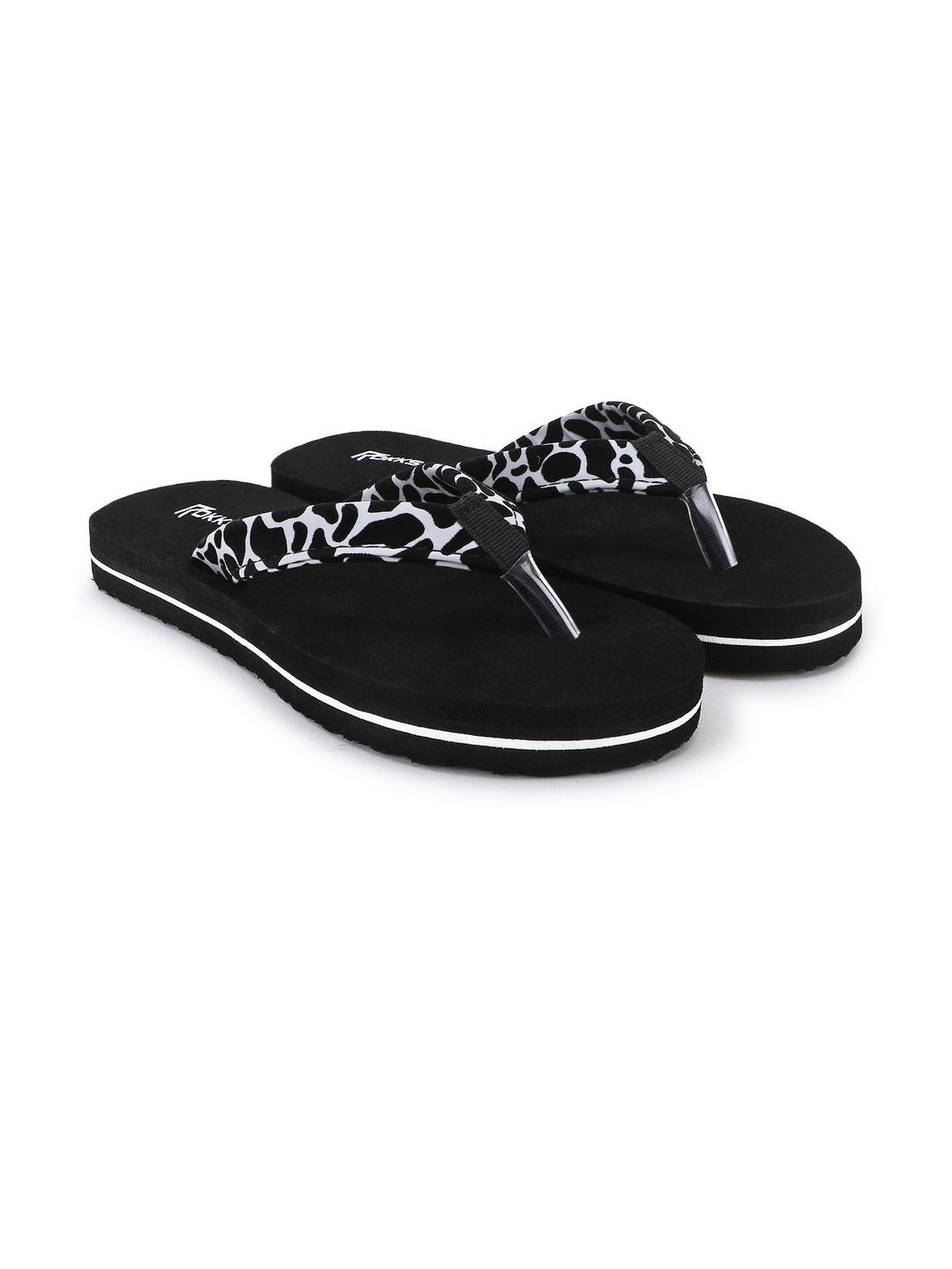 ROKKS Women Black Rubber Flip-Flops
