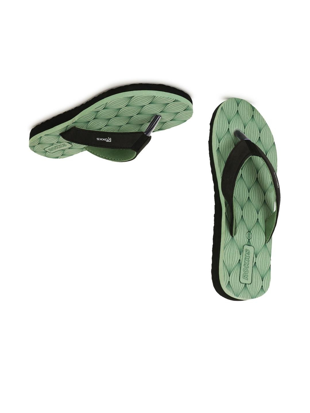 ROKKS Women Green Printed Rubber Green Slip-On