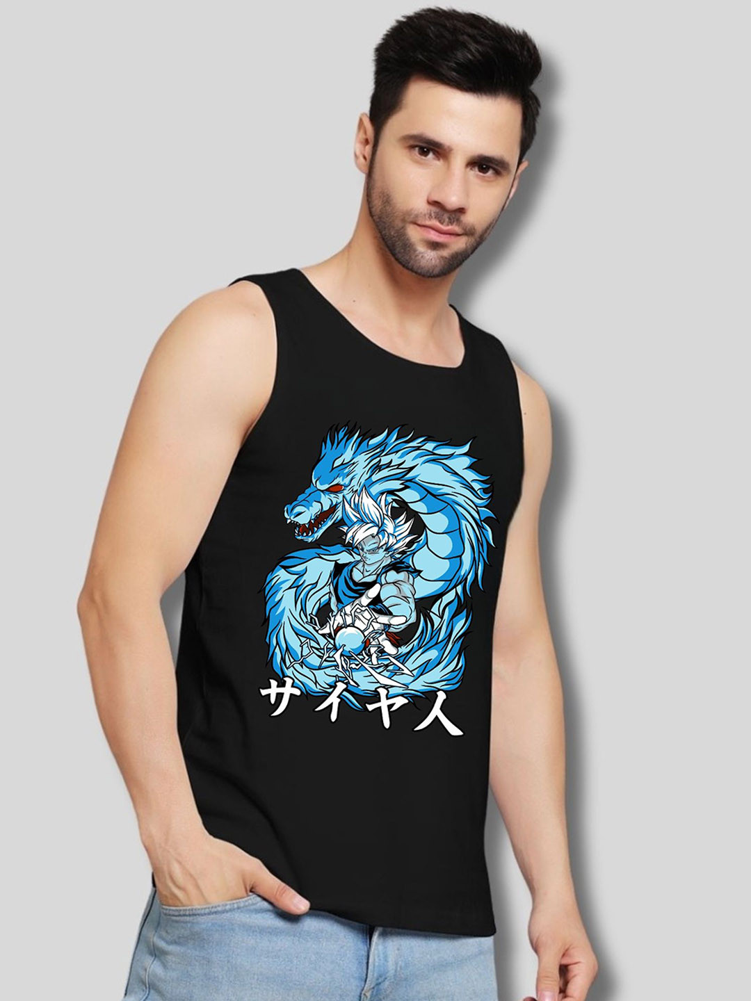 UpClothing Men Dragon Printed Cotton Innerwear Gym Vest