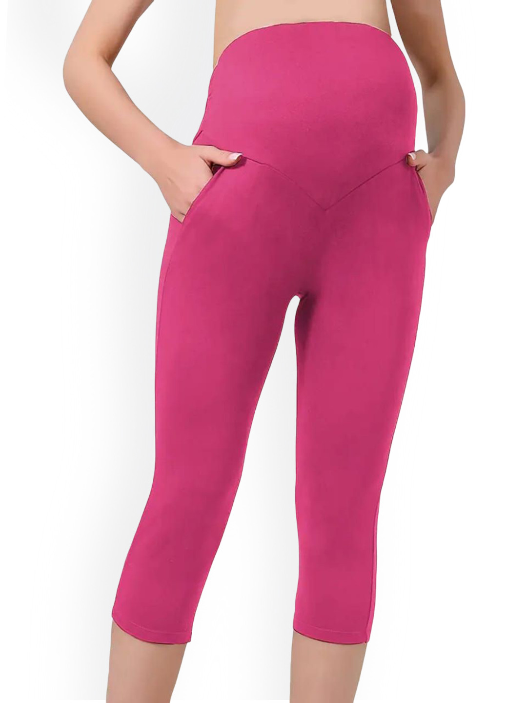 Lenam Stretchable Maternity Three-Fourth Length Leggings With Adjustable Waist