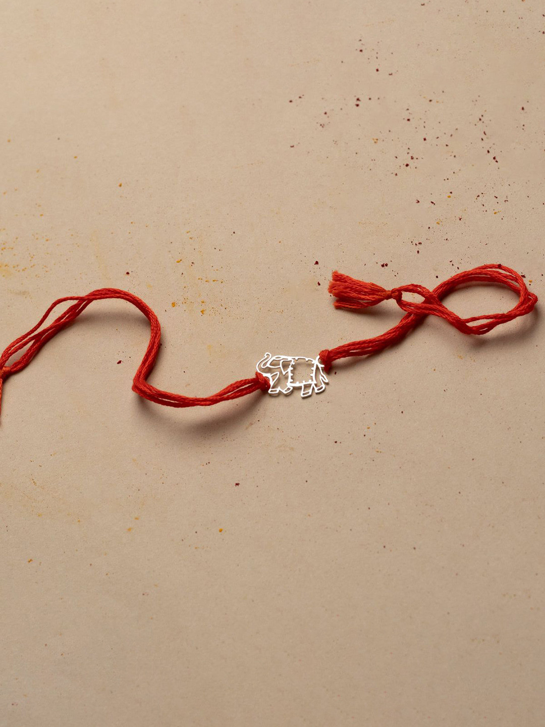 House of Aadyaa 92.5 Sterling Silver Laser Cut Elephant Thread Rakhi