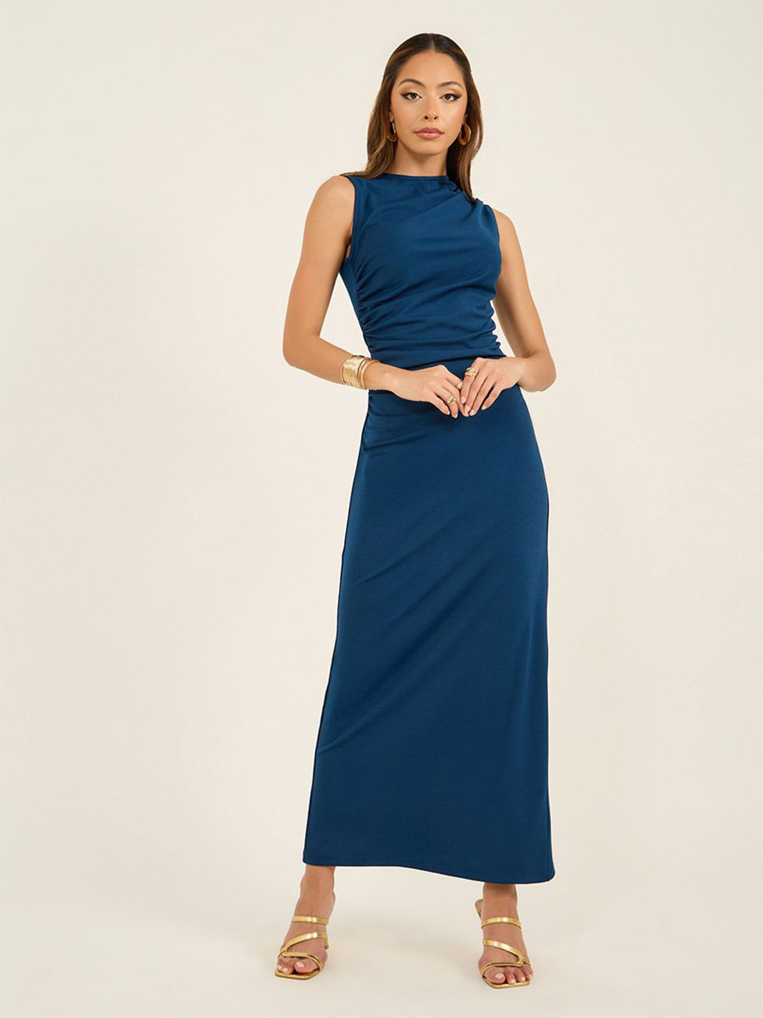 Styli Women Slits Round Neck Sheath Maxi Dress