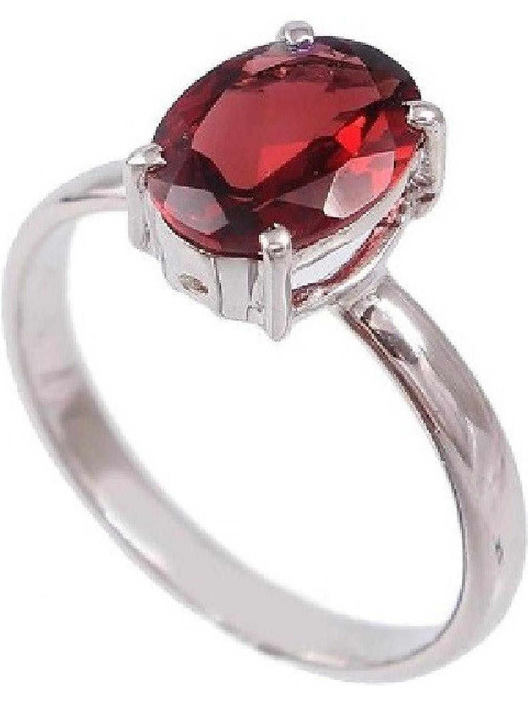 GenZcomplex Silver-Plated Garnet Studded Oval Finger Ring