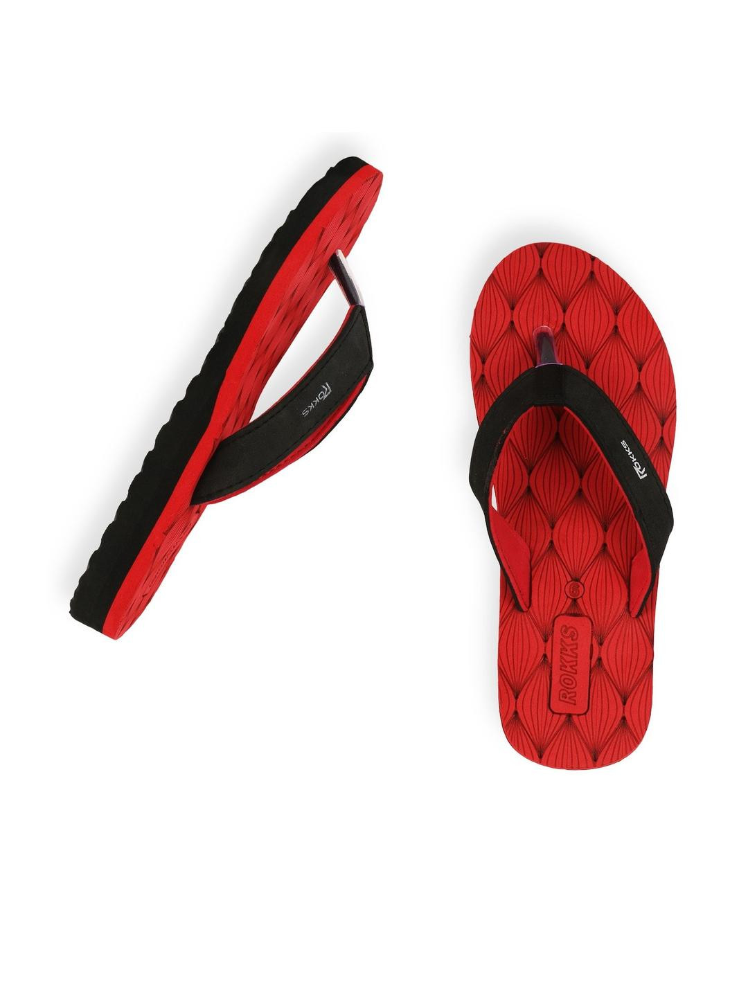 ROKKS Women Red Printed Rubber Slip-On