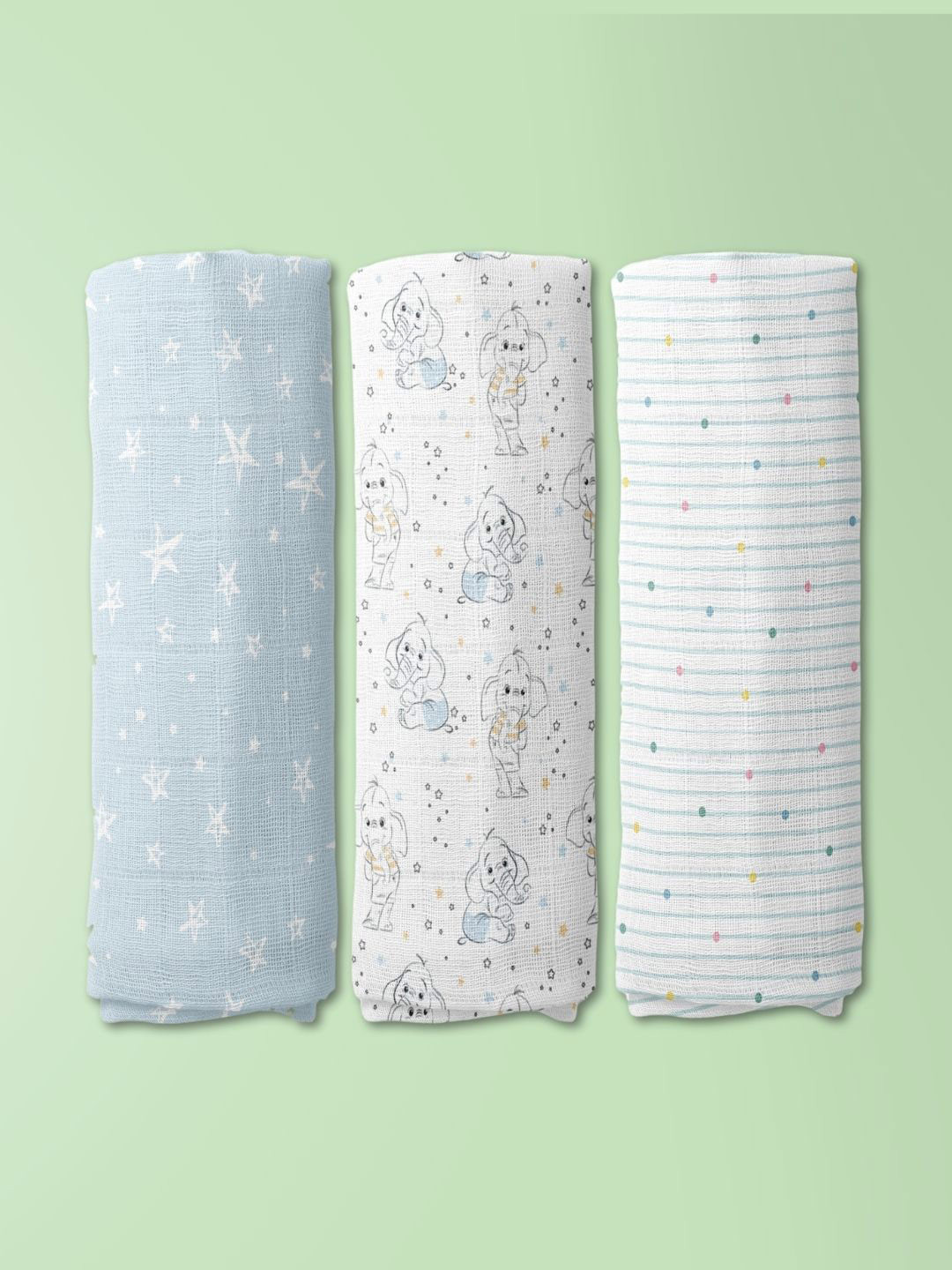 haus & kinder Set Of 3 Twinkle Dreams Collection Swaddles
