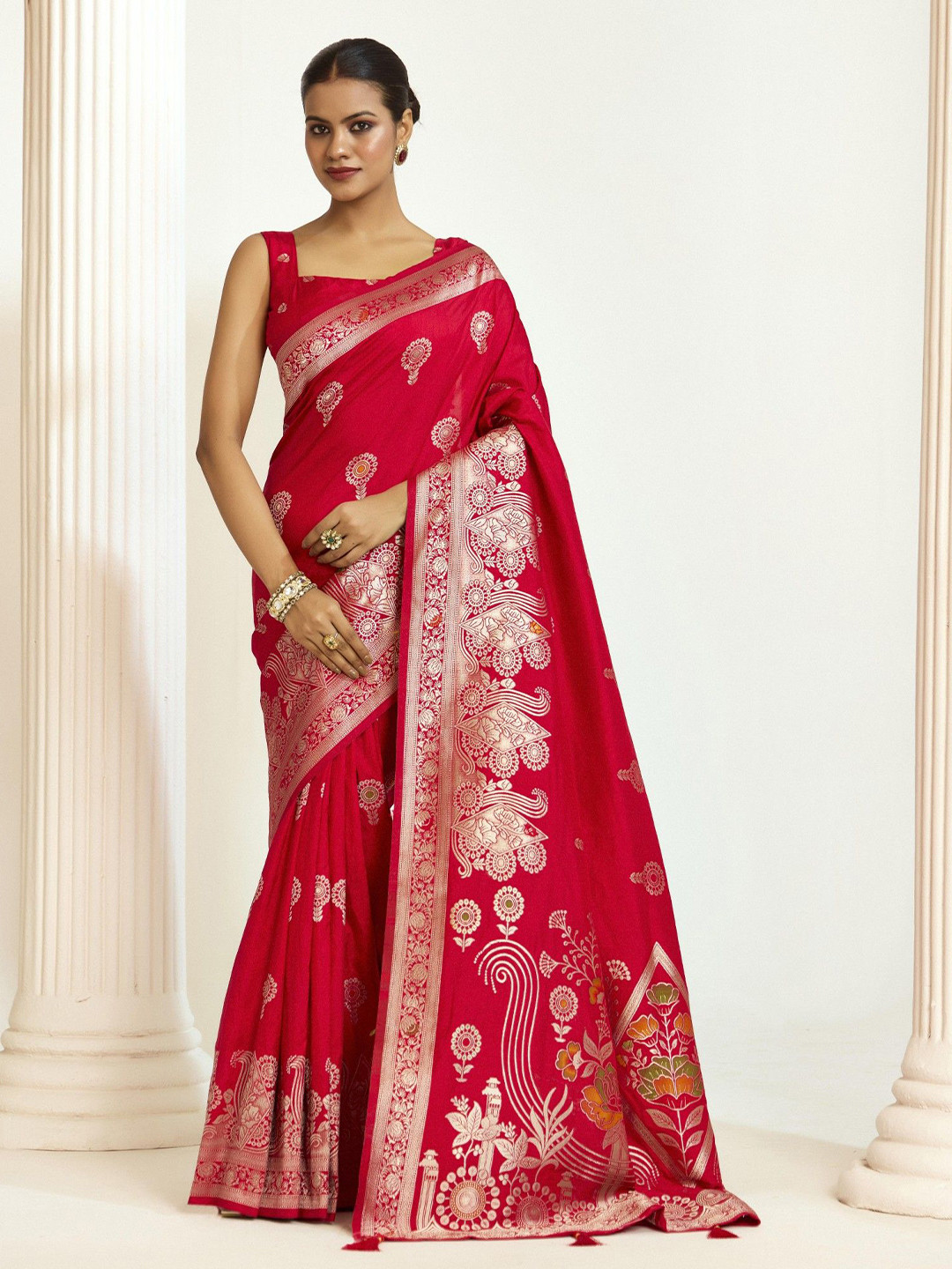 HERE&NOW Roopmadhuri Ethnic Motifs Woven Design Zari Saree