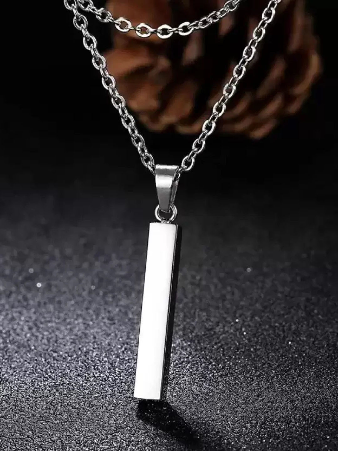 Heer Collection  Stainless Steel Bar Shaped Pendant With Chain