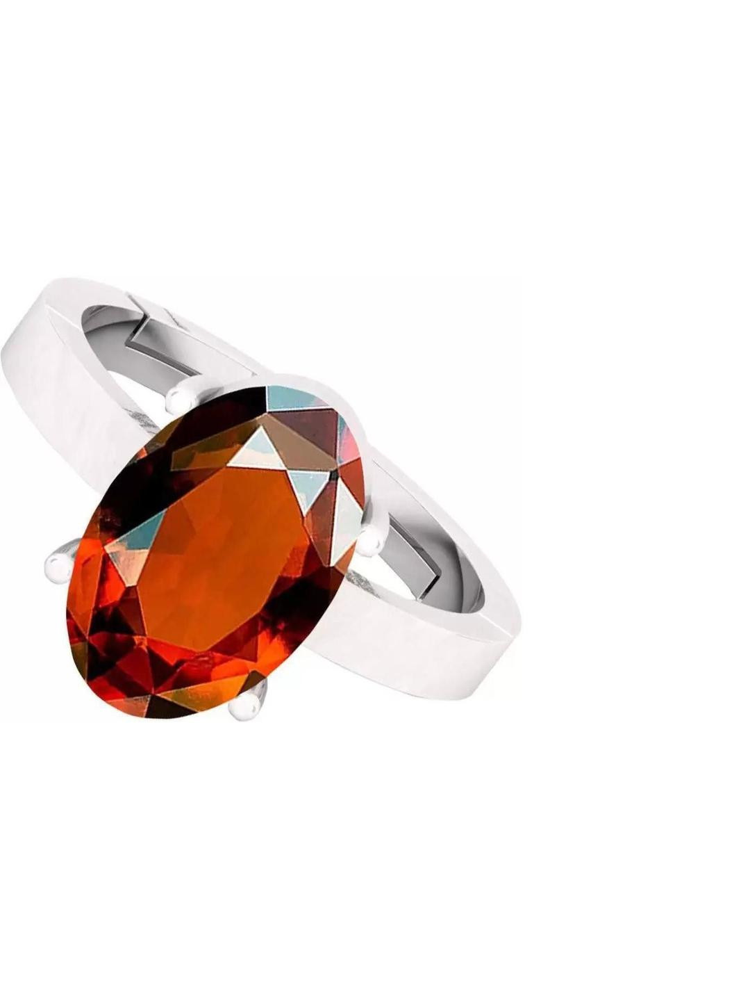 GenZcomplex Red Brass Garnet Silver-Plated Finger Ring