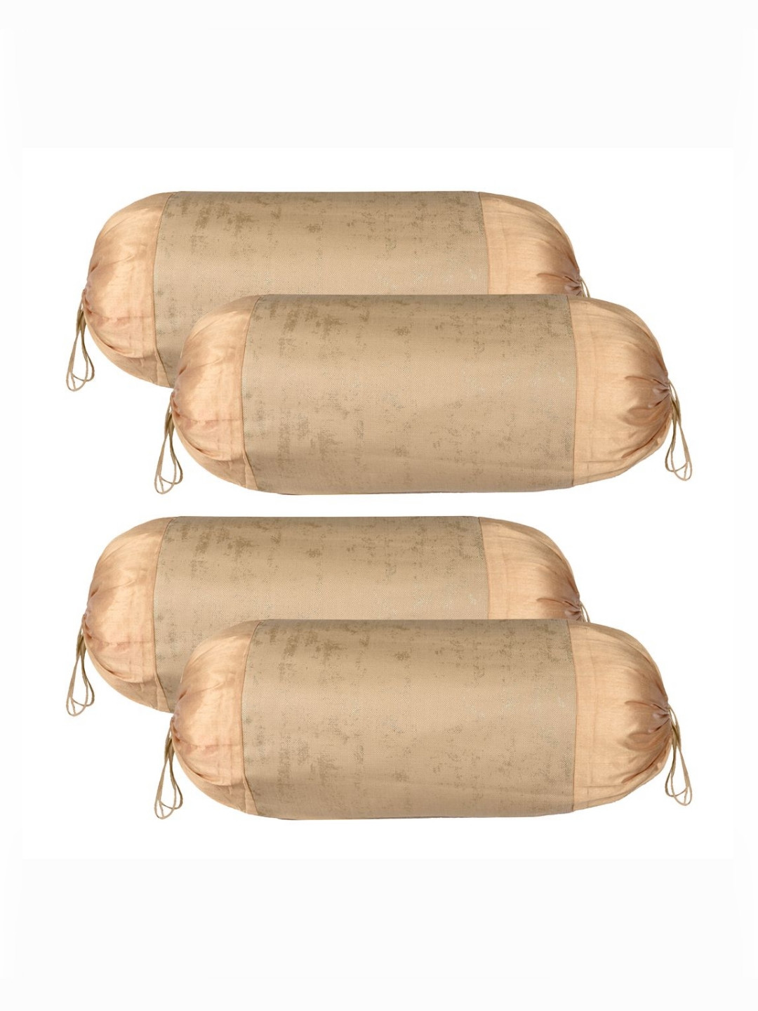 RUBOXA Beige & Gold-Toned 4 Pieces Swiss Print Skin-Friendly Bolster Covers