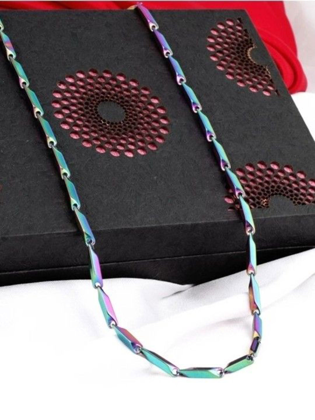 The Roadster Lifestyle Co Men Stainless Steel Rainbow Rice Chain