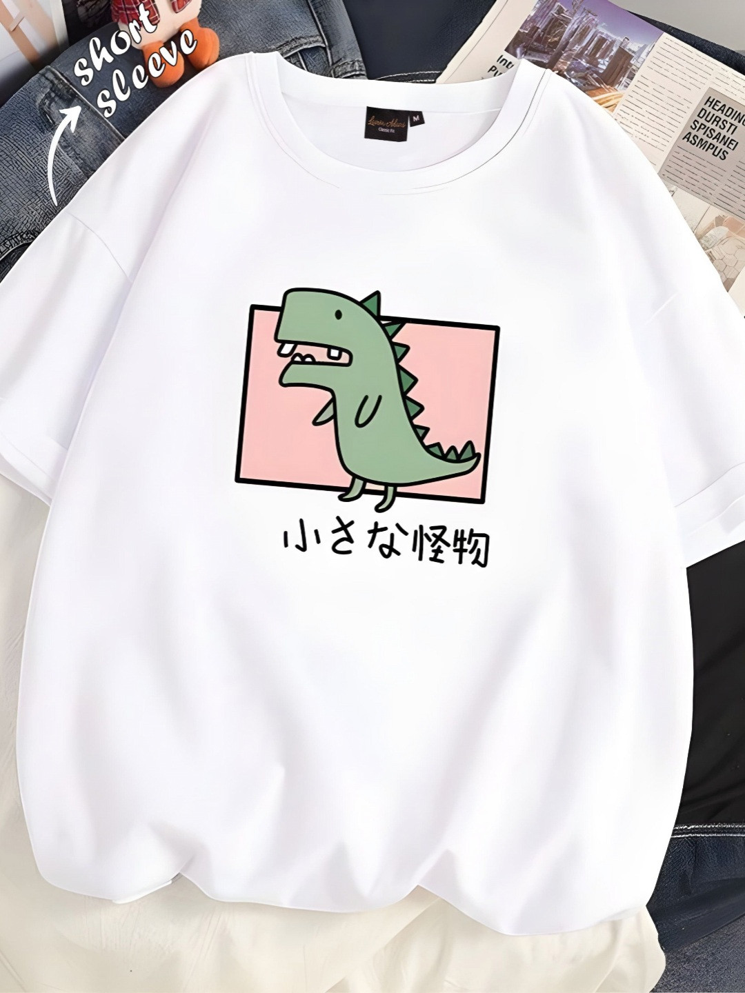 LAUREN ADAMS Graphic Printed Drop Shoulder Sleeves Pure Cotton T-Shirt