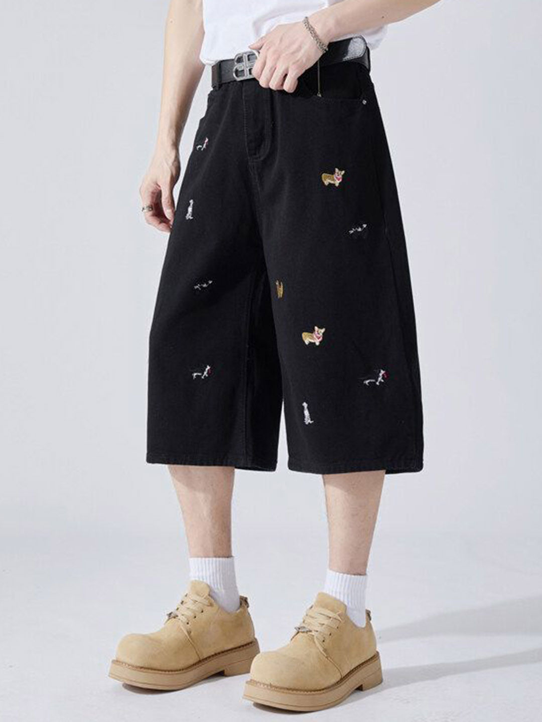 StyleCast x Revolte Men Animal Printed Regular Fit Denim Shorts