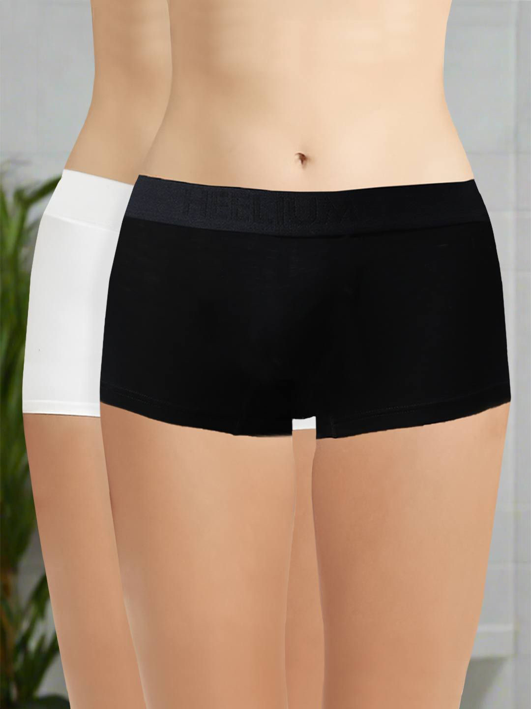 Heelium Pack Of 2 Anti Bacterial Boy Short Brief DUP-P2-W-BoyShort-BLK-WHT-S