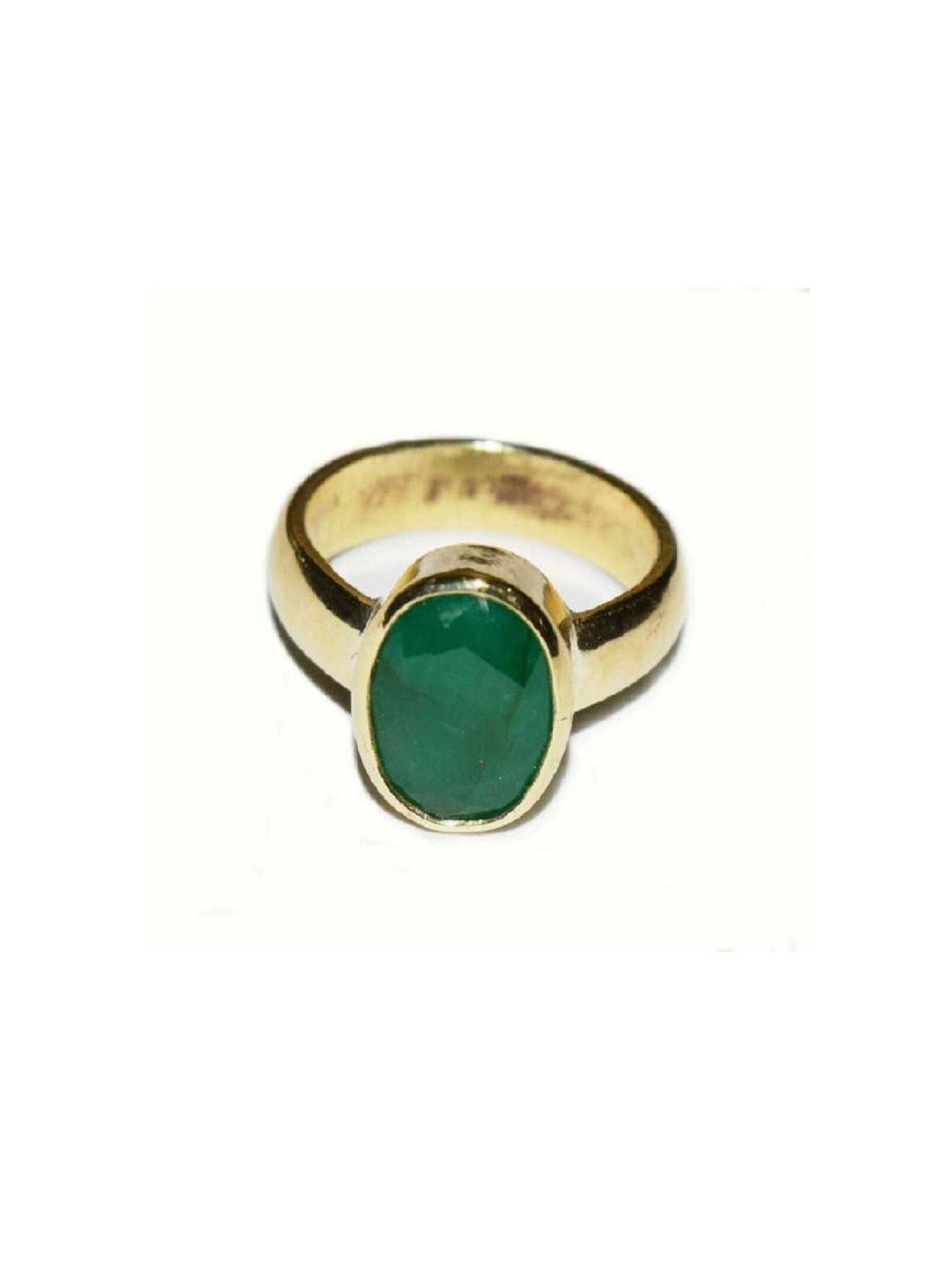 GenZcomplex Unisex Green Emerald Gold Plated Finger Ring
