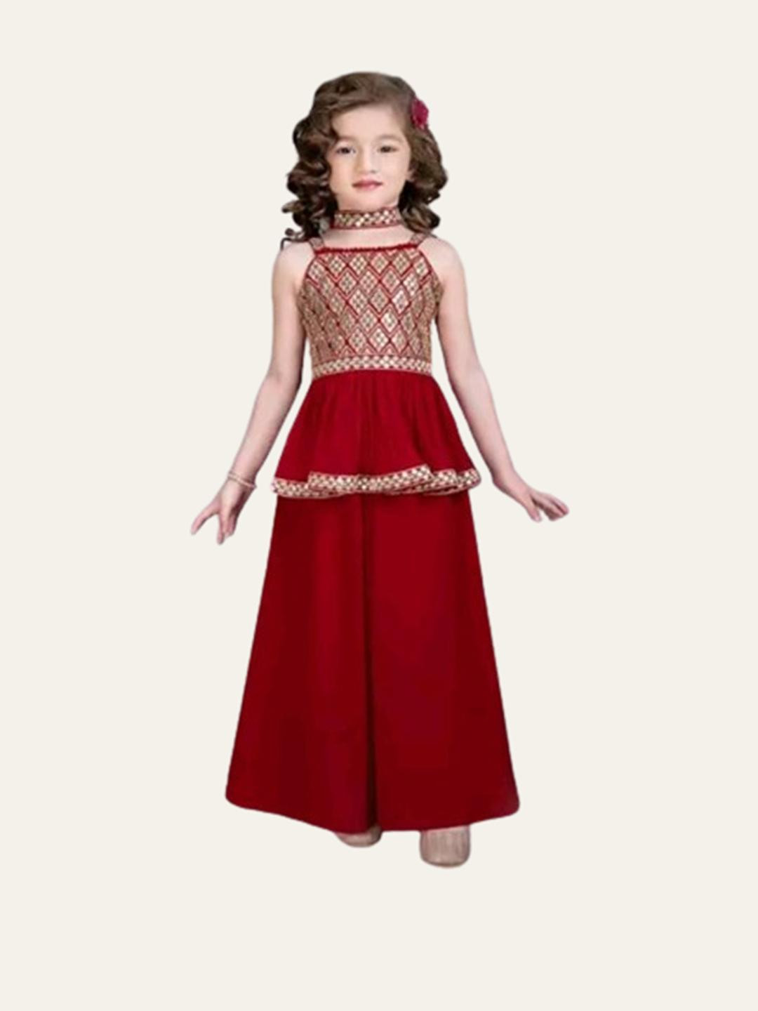 MD ENTERPRISE Embellished Embroidered Fit & Flare Maxi Dress